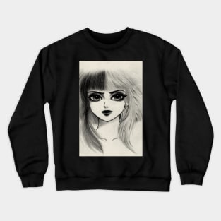 Portrait of two hair color girl Crewneck Sweatshirt